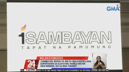 1Sambayan, bukas pa rin sa mga pagpipiliang suportahan sa eleksyon; Manila Mayor Isko Moreno, isa sa mga tinukoy | 24 Oras