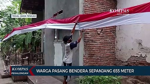 Warga Pasang Bendera Merah Putih Sepanjang 655 Meter
