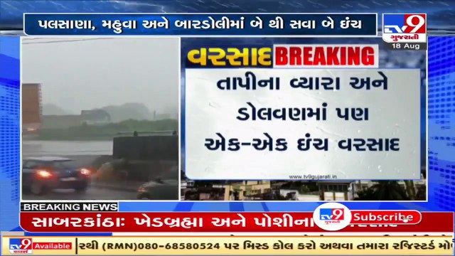 34 talukas of Gujarat received rain in last 14 hours; 11 talukas received average 3 inches rain_ TV9