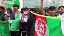 Protesta de afganos en Bruselas para pedir a la UE intervenir tras la conquista de los talibanes