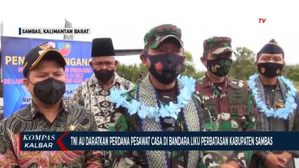 Pendaratan Perdana Casa 212 di Bandara Liku Sambas