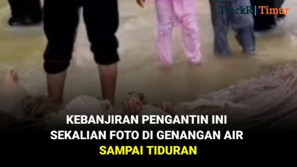 Pelaminan Kebanjiran, Pengantin Ini Sekalian Foto di Genangan Air sampai Tiduran