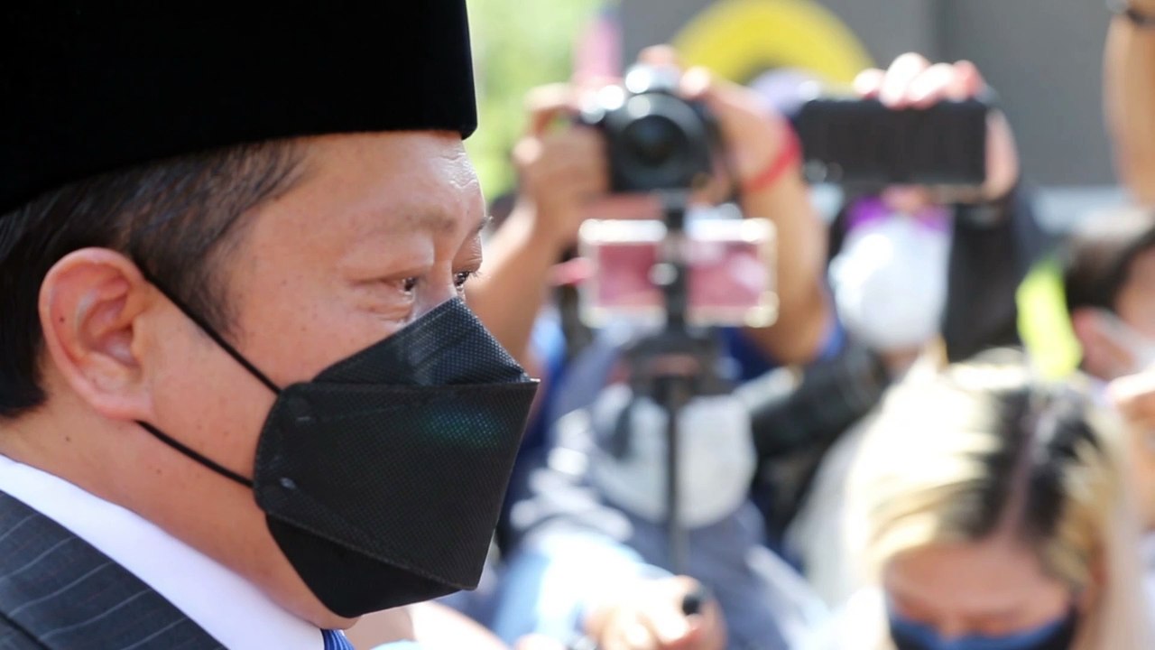 Umno secretary-general Datuk Seri Ahmad Maslan outside Istana Negara