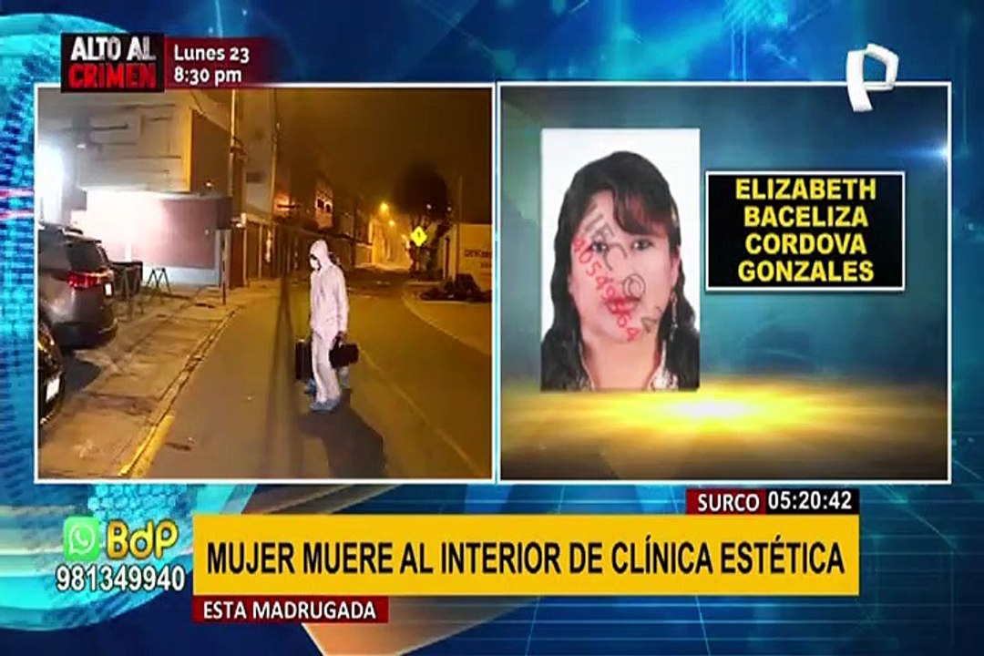 Mujer es encontrada muerta en una clínica estética de Surco