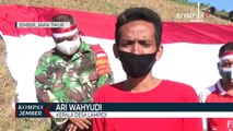 Warga Kibarkan Bendera Merah Putih Raksasa di Gunung dan Tengah Laut