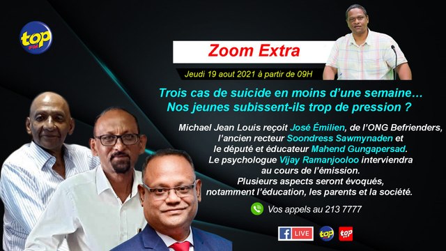 Zoom Extra cet après-midi : Trois cas de suicide en moins d’une semaine… Nos jeunes subissent-ils trop de pression ?