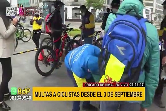 Desde el 3 de setiembre: ciclistas recibirán multas entre S/22 hasta S/352