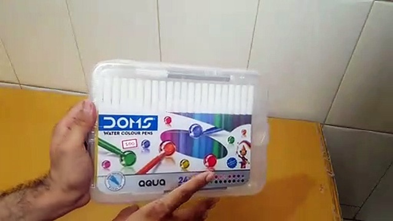 Unboxing and Review of DOMS Watercolour Acqua Pen 24 Plastic Pack