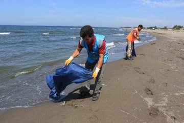 DOĞAL KUM PLAJI, ÇÖPLERDEN TEMİZLENDİ