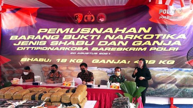 Dittipidnarkoba Bareskrim Polri Musnahkan Barbuk Narkoba 18 Kg Sabu & 499 Kg Ganja