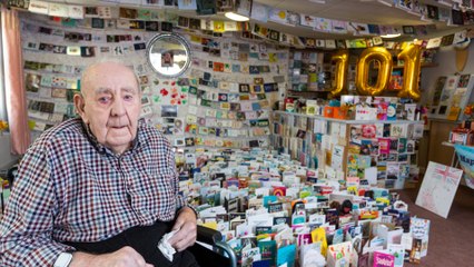 Lonely widow 'overwhelmed' to receive 5,000 cards on his 101st birthday following an appeal by carers