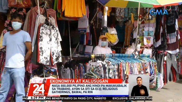 Nasa 800,000 Pilipino ang hindi pa makakabalik sa trabaho, ayon sa DTI sa ECQ; Religious gatherings, bawal pa rin | 24 Oras