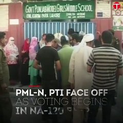 PML-N, PTI face off as voting begins in NA-120 by-poll