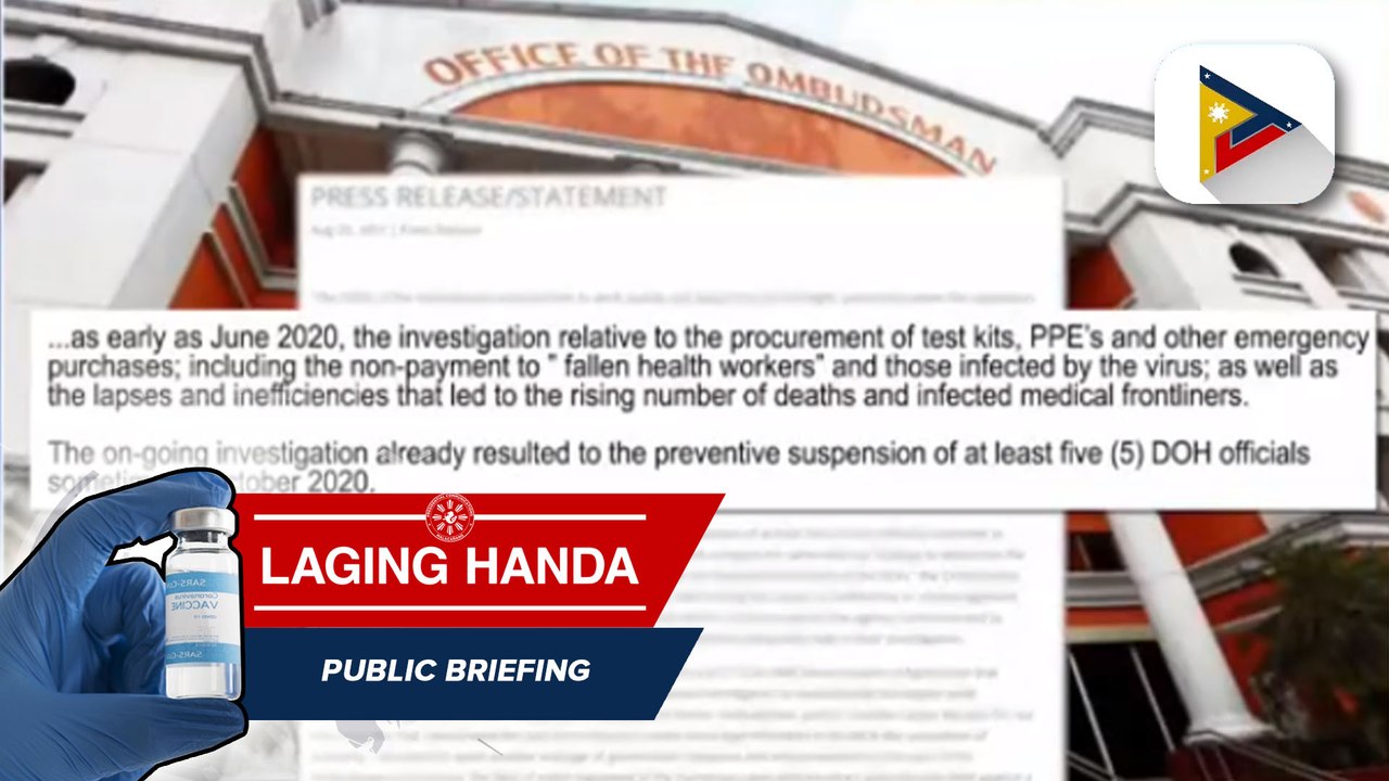 Ombudsman, nilinaw na gumugulong na ang imbestigasyon sa DOH bago pa lumabas ang pinaguusapang COA annual audit report sa kagawaran