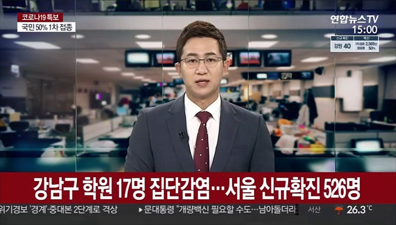 강남구 학원 17명 집단감염…서울 신규확진 526명