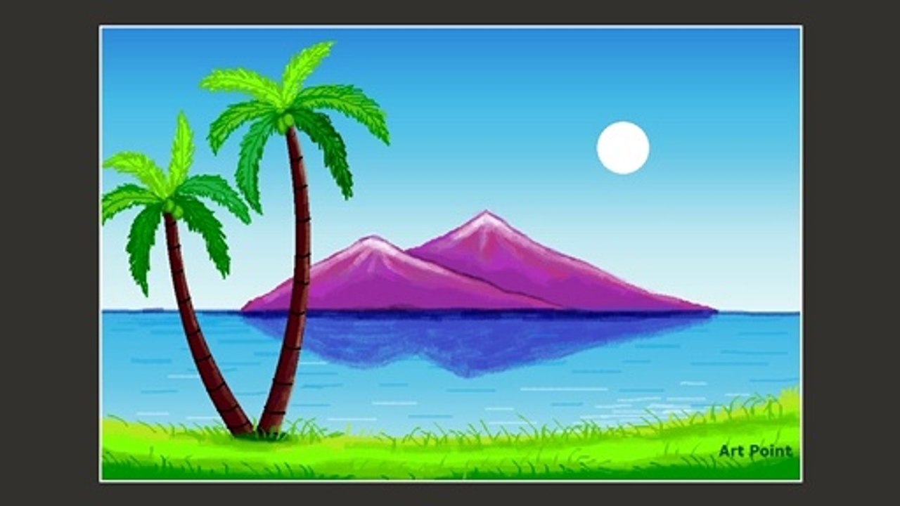 How to Draw - in computer| Microsoft paint tutorial | ms paint | scenery drawing 132 - Art Point