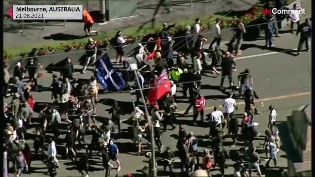 Hundreds of anti-lockdown protesters clashed with police in Melbourne on Saturday.