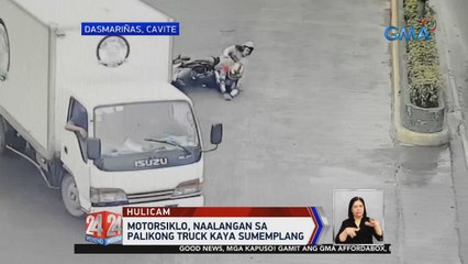 Motorsiklo, naalangan sa palikong truck kaya sumemplang | 24 Oras Weekend