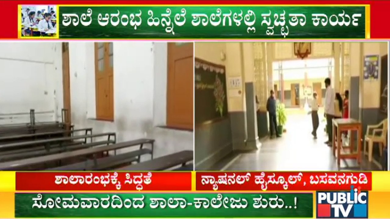 Schools & Colleges To Open From Monday: Cleaning Process Begins At Basavanagudi National High School