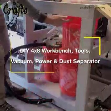 diy 4x8 workbench,Tools,vacuum,power and dust separator all-In-One woodworking workstation