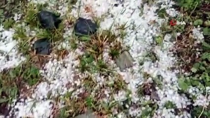 Dolu yağışı Oltu'yu beyaza bürüdü