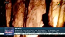 Brigadistas enfrentan incendios en Brasil