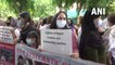 Afghan refugees protest in front of UN office in Delhi