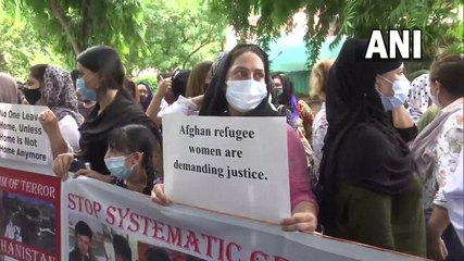 Afghan refugees protest in front of UN office in Delhi