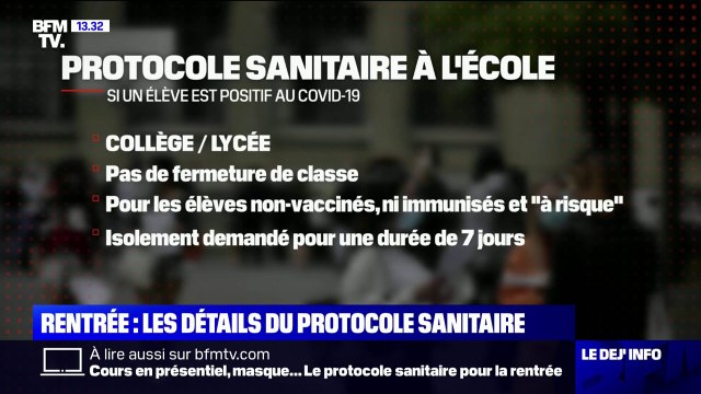 Rentrée scolaire: les détails du protocole sanitaire