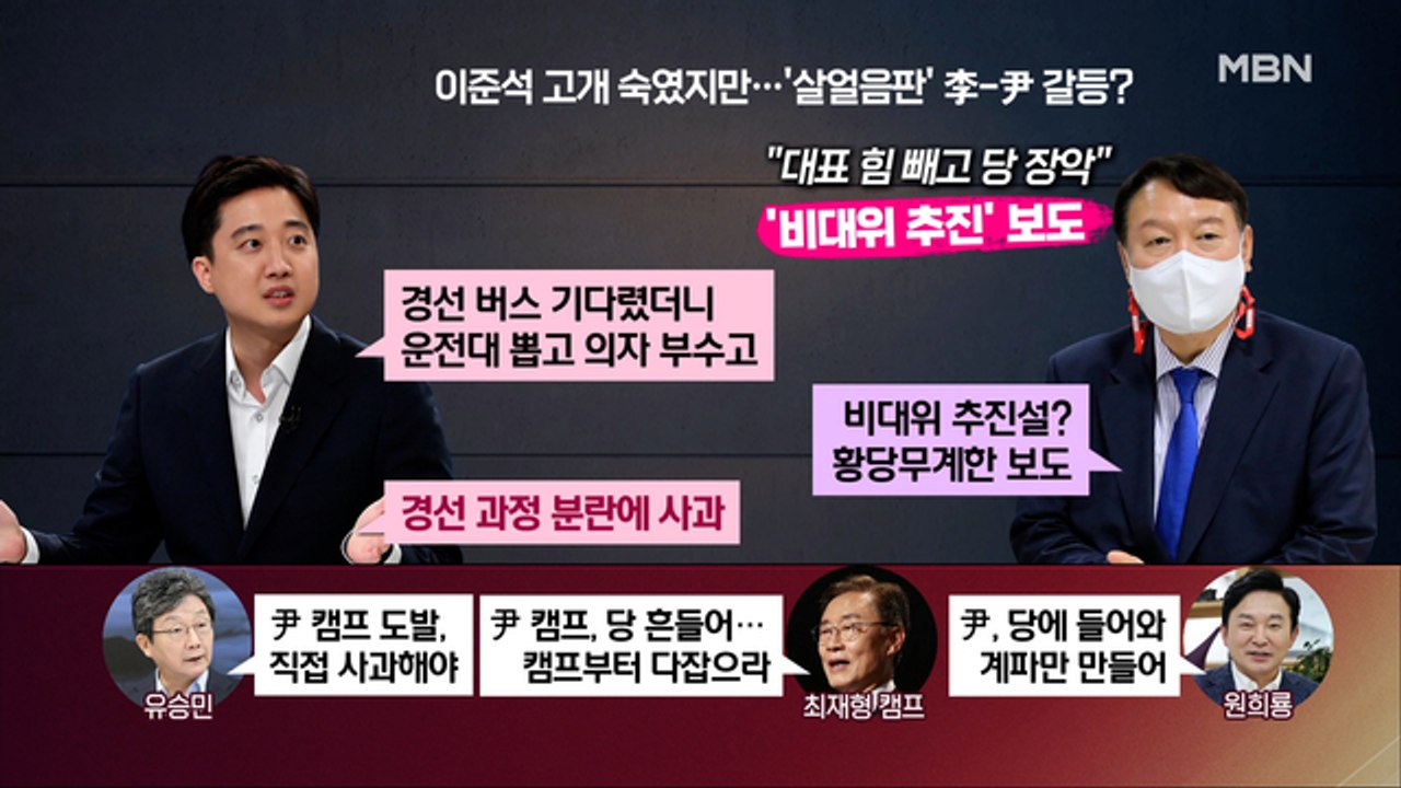 [백운기의 뉴스와이드] 윤석열-이준석 갈등 '살얼음판' / 윤석열에 가린 최재형, 반...