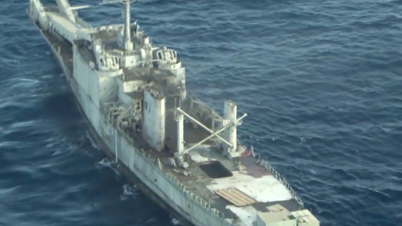 Sinking an Old Warship with Rockets, Missiles & Torpedoes