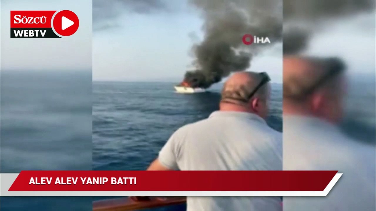 22 metre uzunluğundaki tekne yanarak battı