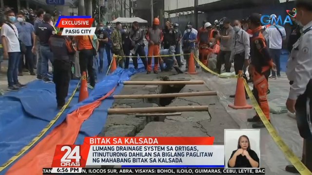 Lumang drainage system sa Ortigas, itinuturong dahilan sa biglang paglitaw ng mahabang bitak sa kalsada | 24 Oras