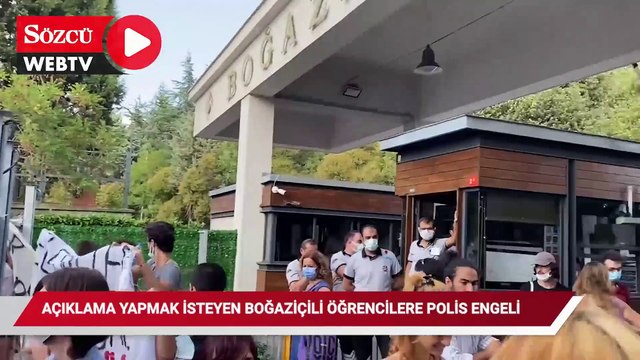 Açıklama yapmak isteyen Boğaziçili öğrencilere polis engeli