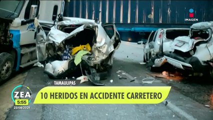 Carambola en carretera de Tamaulipas deja 10 heridos