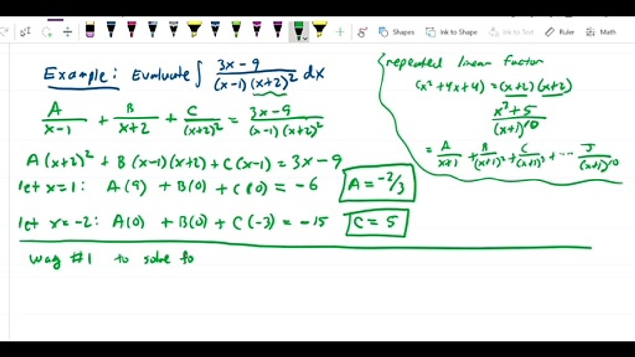 Partial fractions - repeated linear factor