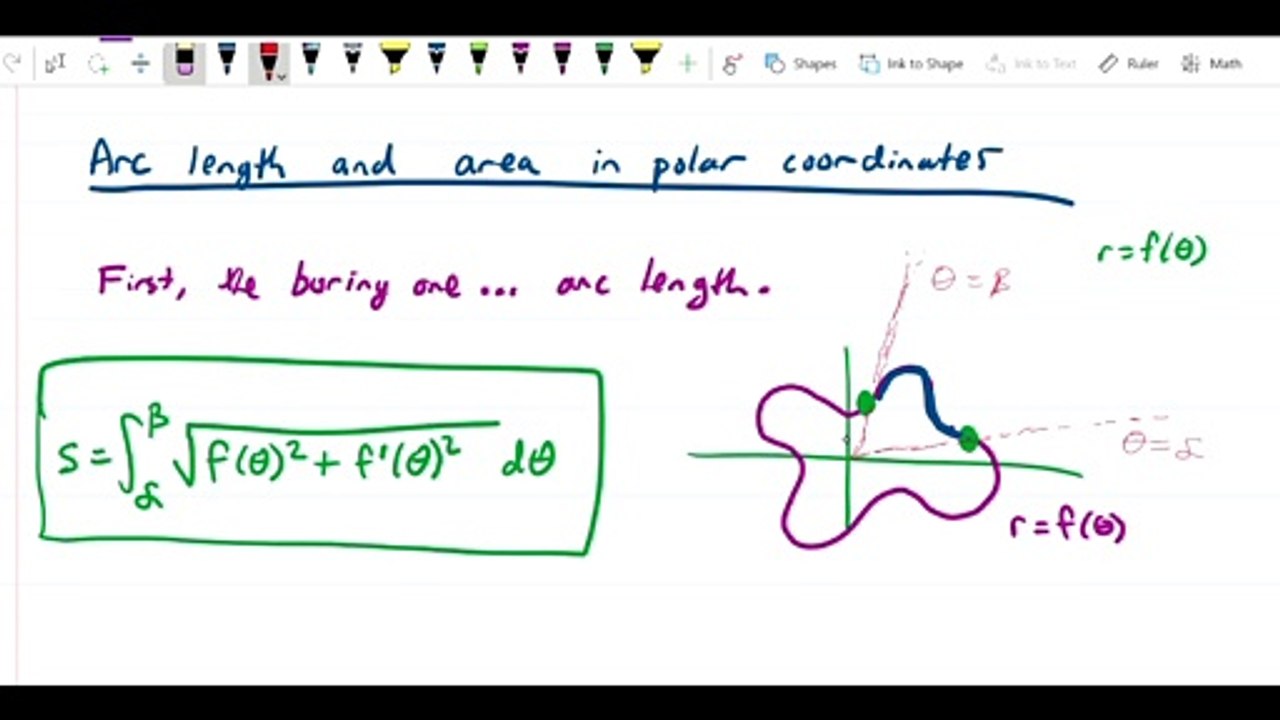 Polar coordinates - Arc length, circumference of offset r equals 2 cos theta circle example