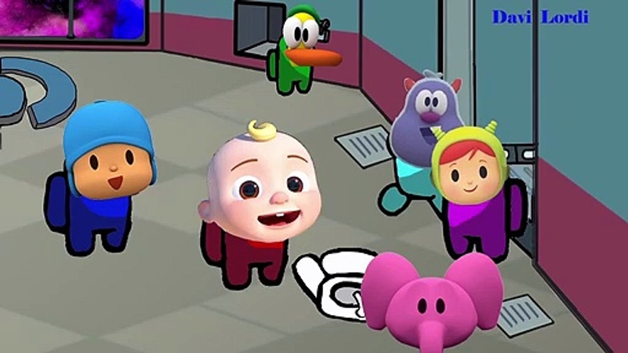 Among Us Pocoyo and Cocomelon distraction dance animation