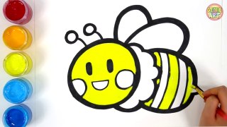 Let's learn to glitter Bee drawing and coloring, painting - GENiEART - YouTube