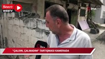 Hırsızlık şüphelisi ile vatandaş arasındaki “Çaldın, çalmadım” tartışması kamerada