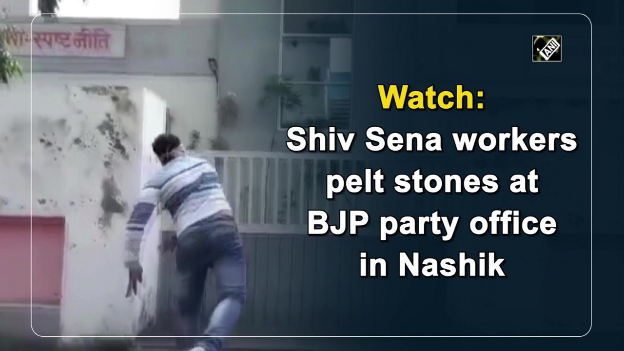 Shiv Sena workers pelt stones at BJP party office in Nashik