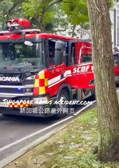WOMAN CRASHED HER CAR INTO TREE AT ROBERTSON QUAY, SMOKING COMING OUT