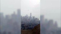Hurricane Henri - Lightning strikes One World Trade Center as storm approaches