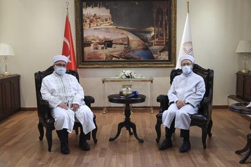 Diyanet İşleri Başkanı Erbaş, KKTC Din İşleri Başkanı Ünsal'ı kabul etti