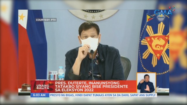 Pres. Duterte, inanunsyong tatakbo siyang bise presidente sa Eleksyon 2022 | UB
