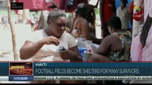 Futbol fields in Haiti as shelter for earthquake survivors