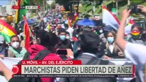 Marcha exigiendo la liberación de Jeanine Añez recorre las calles paceñas