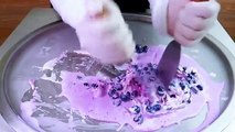 Blueberry ice cream rolls street food - ايس كريم رول ب التوت الأزرق