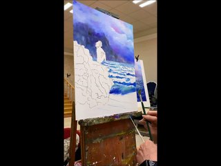 195. Meditáló lány - Vizes Táj