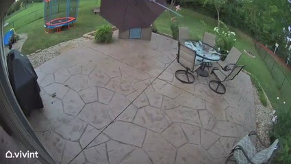 Strong winds lead to a shattered patio table